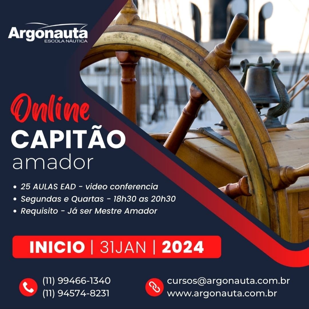 Curso de capitão amador online: vagas abertas para início em janeiro